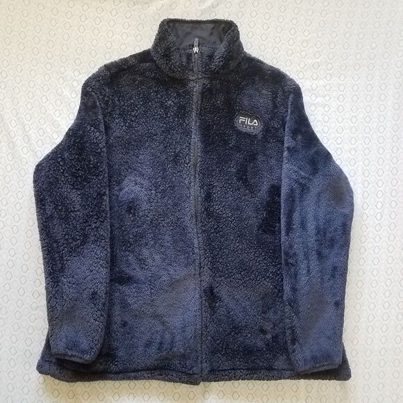 Fila Jackets & Blazers - Fila Sport Womens Faux Fur Fleece Zip Up Jacket Navy Blue Super Soft Size 1X